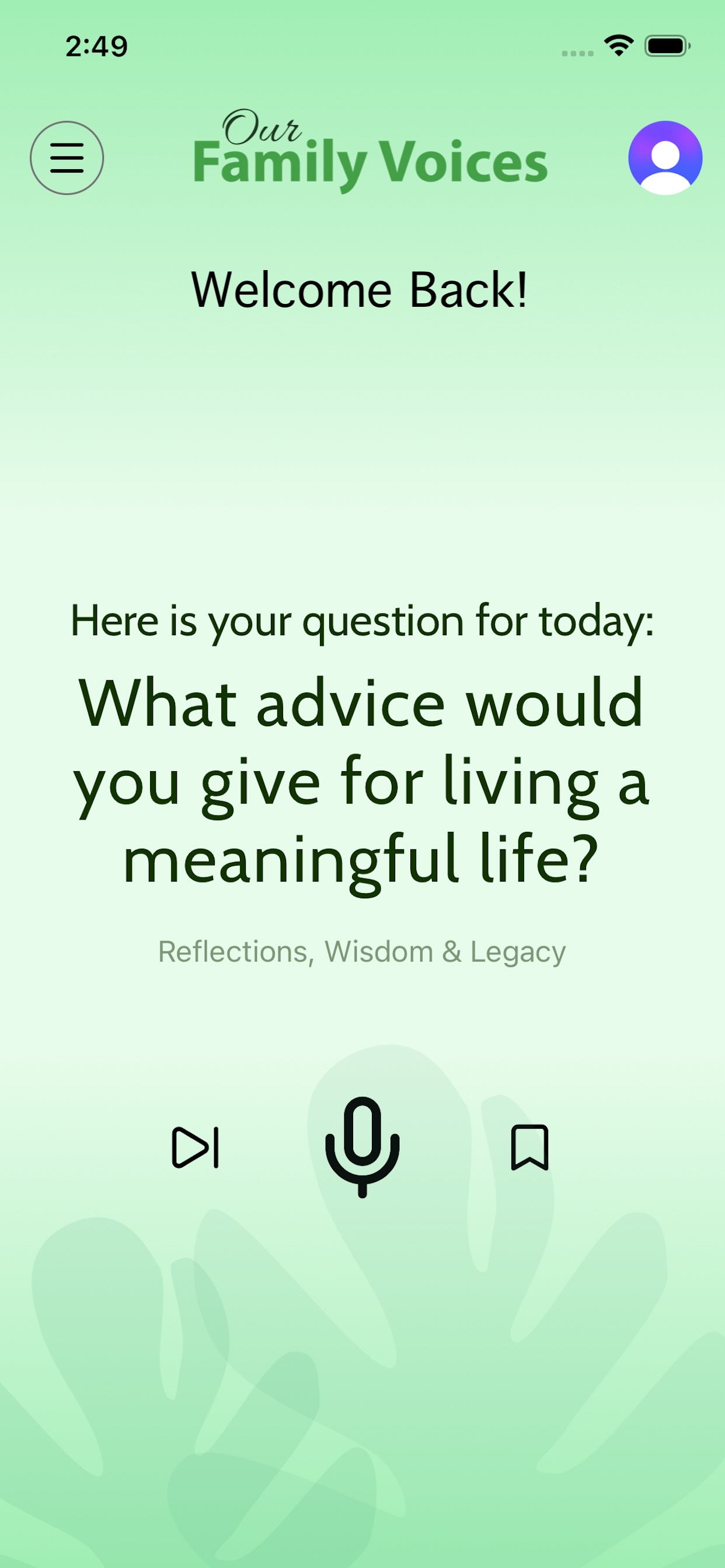 Our Family Voices app screenshot