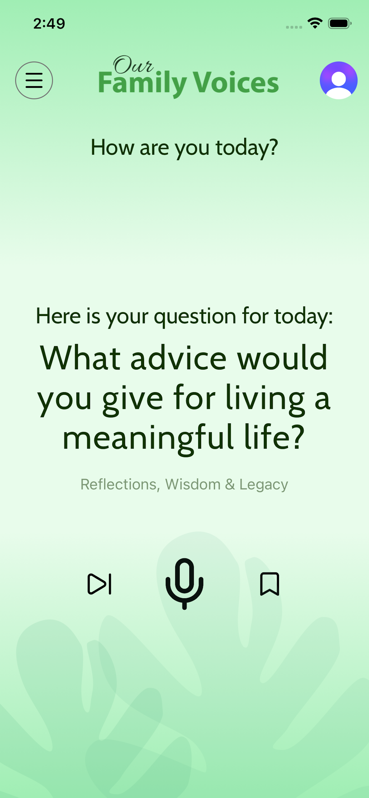 Our Family Voices app screenshot